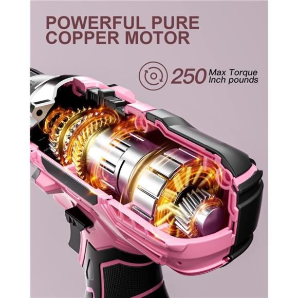Drill Set,12V Cordless Drill Pink with 42 Acessories, Pink Power Drill Cordless - Picture 6 of 6